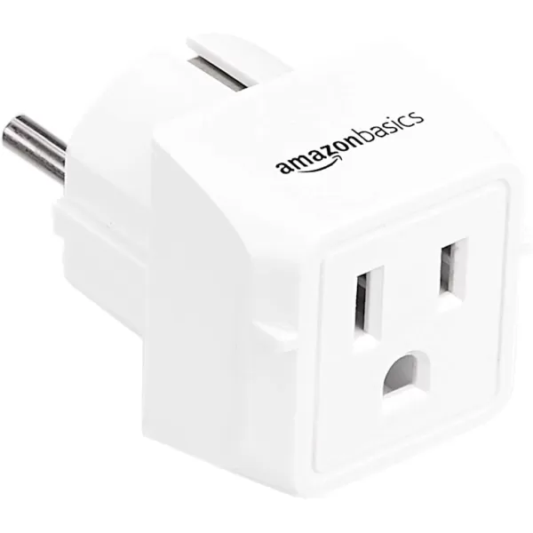 Amazon Basics 3Pack Travel Plug Adapter Type EF Europe  France Germany Greece Hungary Iceland the Netherlands Norway Poland Portugal Romania and Spain WhiteType EF 3 pack