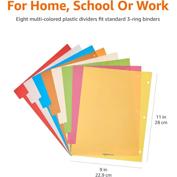 Amazon Basics 3Ring Binder Plastic Divider Set 3Hole Punched Letter Size 8Tab Dividers 6 Pack Assorted ColorAmazon Basics 3Ring Binder Plastic Divider Set 3Hole Punched Letter Size 8Tab Dividers 6 Pack Assorted Color