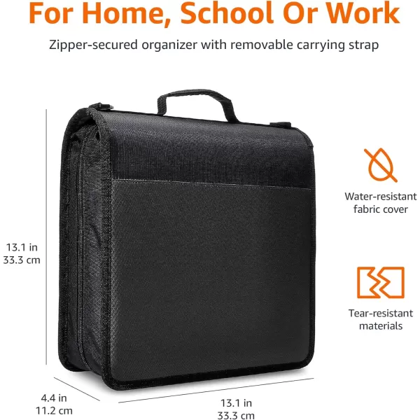 Amazon Basics 3Ring Binder with Zipper  ORing 3 Inch Black1