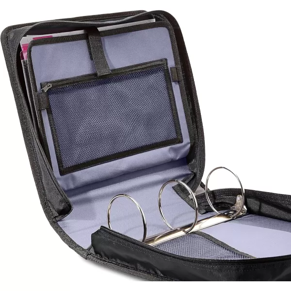 Amazon Basics 3Ring Binder with Zipper  ORing 3 Inch Black1