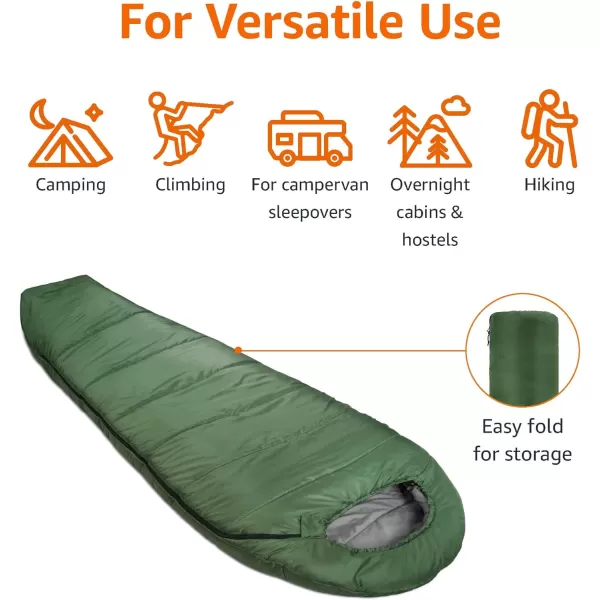 Amazon Basics 3Season 20 Degree F Mummy Sleeping Bag for Camping and Hiking Olive GreenAmazon Basics 3Season 20 Degree F Mummy Sleeping Bag for Camping and Hiking Olive Green