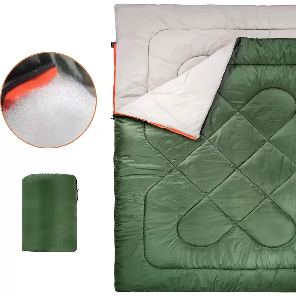 Amazon Basics 3Season 40 Degree F Rectangular Sleeping Bag For Camping and Hiking Two Person Queen Sized Double Olive GreenAmazon Basics 3Season 40 Degree F Rectangular Sleeping Bag For Camping and Hiking Two Person Queen Sized Double Olive Green