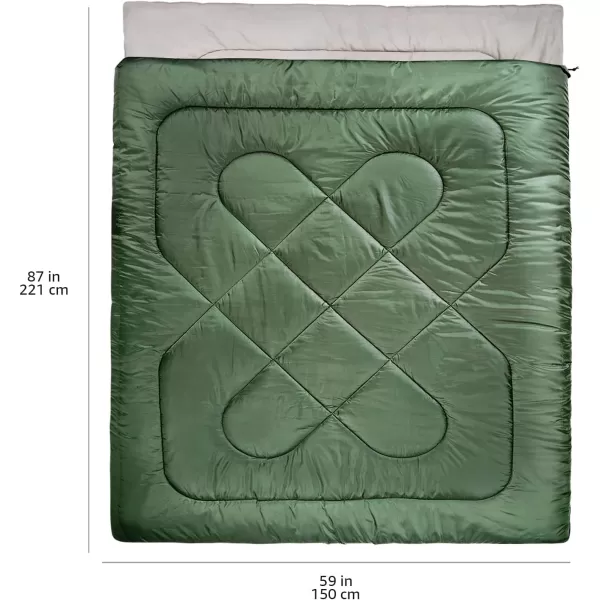 Amazon Basics 3Season 40 Degree F Rectangular Sleeping Bag For Camping and Hiking Two Person Queen Sized Double Olive GreenAmazon Basics 3Season 40 Degree F Rectangular Sleeping Bag For Camping and Hiking Two Person Queen Sized Double Olive Green