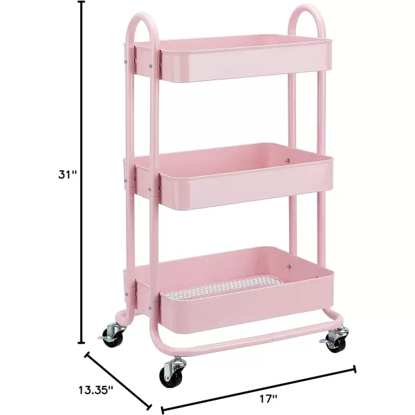 Amazon Basics 3Tier Rolling Utility or Kitchen Cart  CharcoalDusty Pink