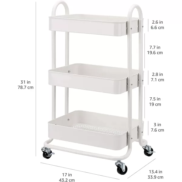 Amazon Basics 3Tier Rolling Utility or Kitchen Cart  CharcoalWhite