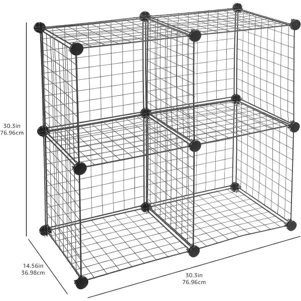 Amazon Basics 4 Cube Wire Grid Storage Shelves Stackable Cubes Black 14 x 14 x 144 Cube Black