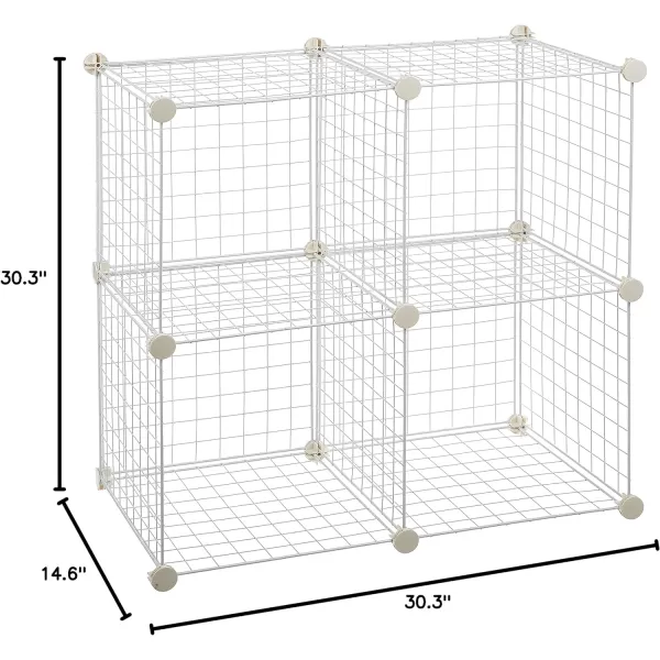 Amazon Basics 4 Cube Wire Grid Storage Shelves Stackable Cubes Black 14 x 14 x 144 Cube White