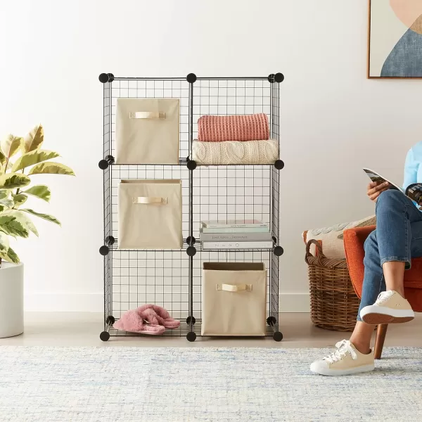 Amazon Basics 4 Cube Wire Grid Storage Shelves Stackable Cubes Black 14 x 14 x 146 Cube Black