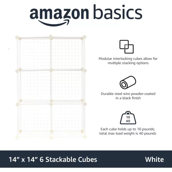 Amazon Basics 4 Cube Wire Grid Storage Shelves Stackable Cubes Black 14 x 14 x 146 Cube White