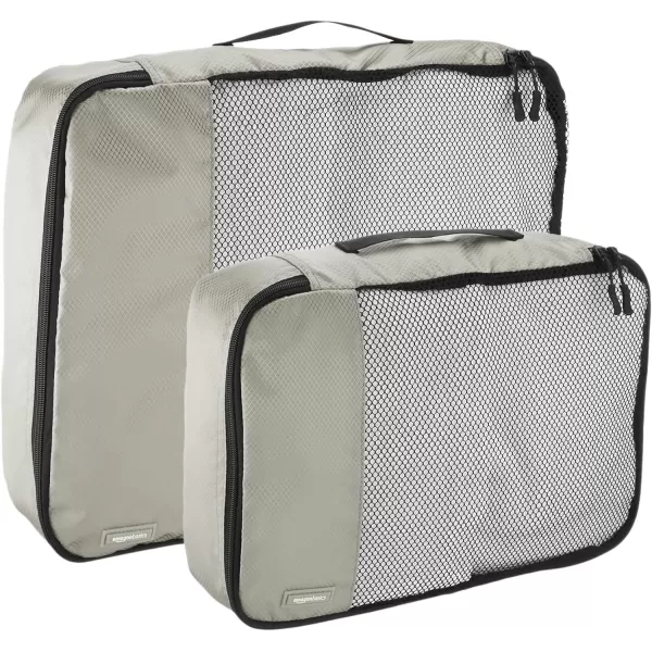 Amazon Basics 4 Piece Packing Travel Organizer Cubes Set 2 Medium and 2 Large Graygray 2 Medium and 2 Large