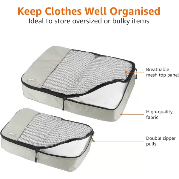 Amazon Basics 4 Piece Packing Travel Organizer Cubes Set 2 Medium and 2 Large Graygray 2 Medium and 2 Large