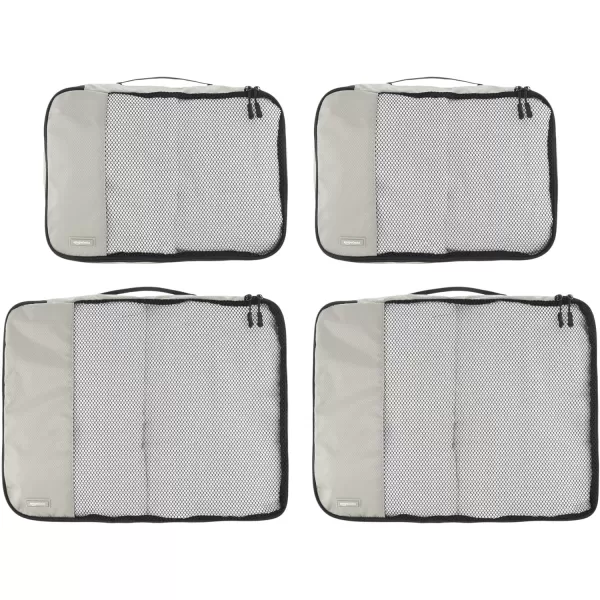 Amazon Basics 4 Piece Packing Travel Organizer Cubes Set 2 Medium and 2 Large Graygray 2 Medium and 2 Large