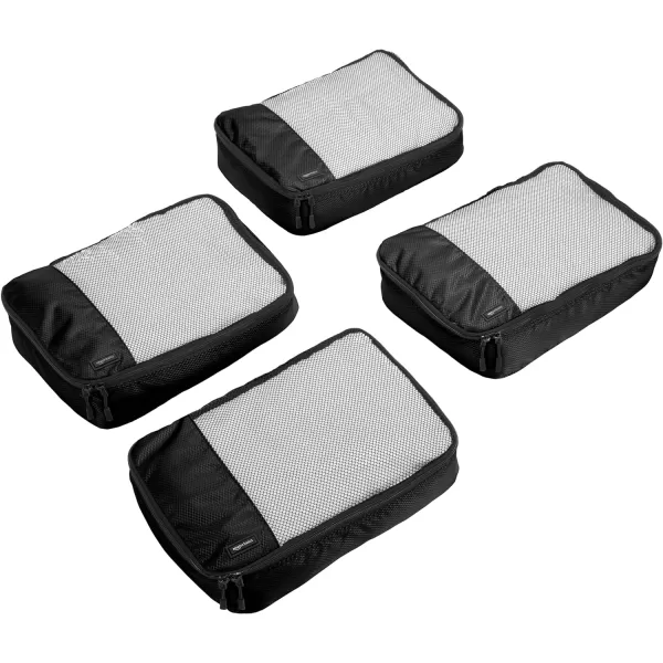 Amazon Basics 4 Piece Packing Travel Organizer Cubes Set Slim GrayBlack Medium