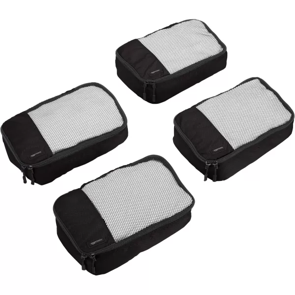 Amazon Basics 4 Piece Packing Travel Organizer Cubes Set Slim GrayBlack Small