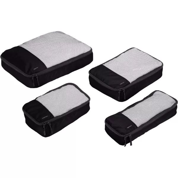 Amazon Basics 4 Piece Packing Travel Organizer Cubes Set Slim GrayBlack Small Medium Large and Slim