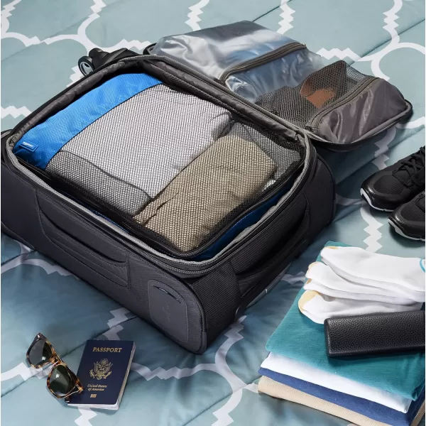 Amazon Basics 4 Piece Packing Travel Organizer Cubes Set Slim GrayBlue Large