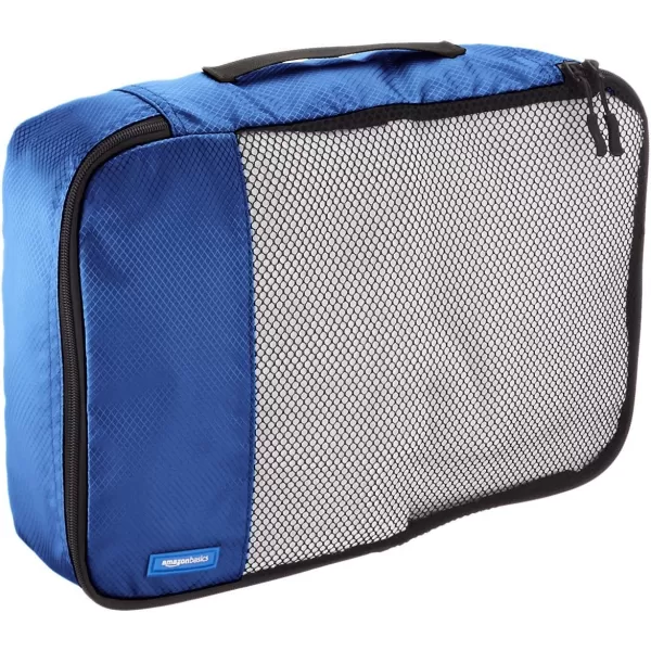 Amazon Basics 4 Piece Packing Travel Organizer Cubes Set Slim GrayBlue Medium