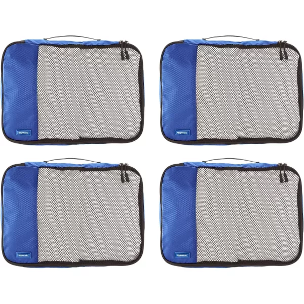 Amazon Basics 4 Piece Packing Travel Organizer Cubes Set Slim GrayBlue Medium