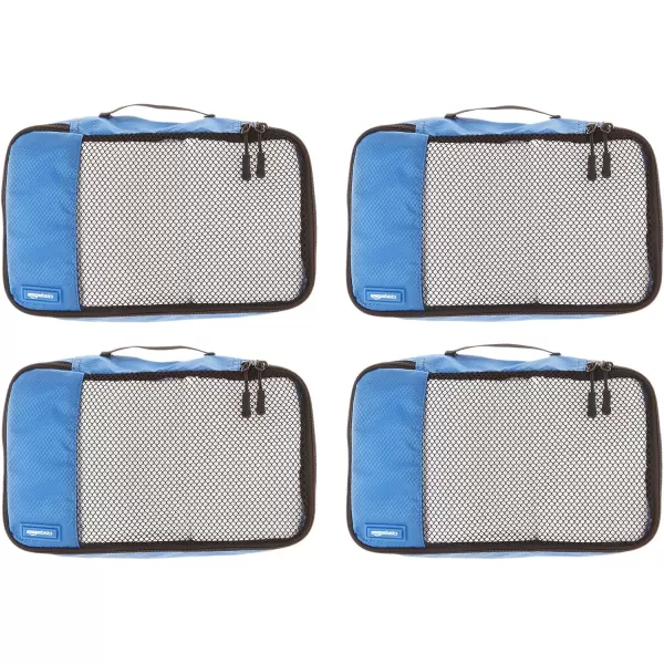 Amazon Basics 4 Piece Packing Travel Organizer Cubes Set Slim GrayBlue Small