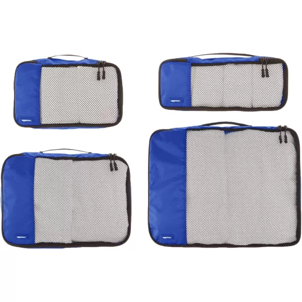 Amazon Basics 4 Piece Packing Travel Organizer Cubes Set Slim GrayBlue Small Medium Large and Slim