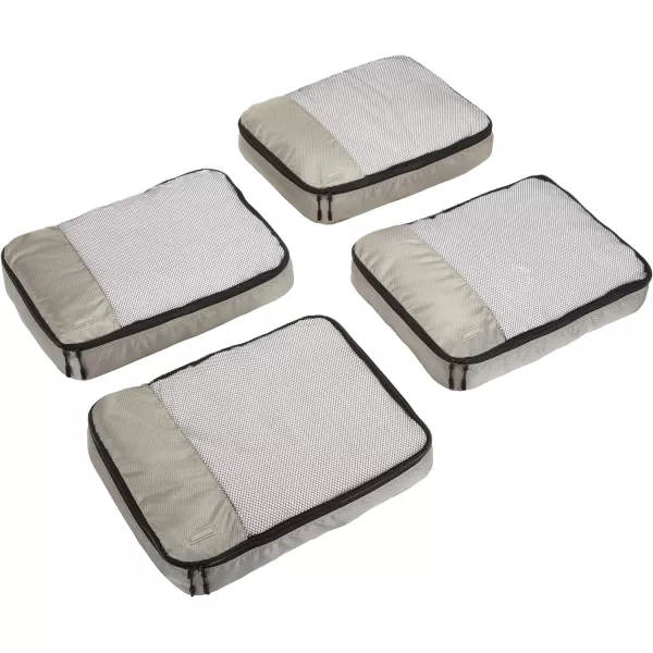 Amazon Basics 4 Piece Packing Travel Organizer Cubes Set Slim GrayGray Large