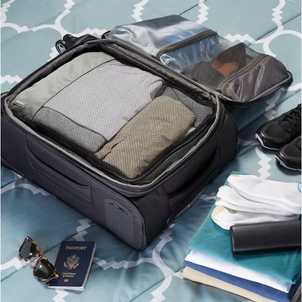 Amazon Basics 4 Piece Packing Travel Organizer Cubes Set Slim GrayGray Large