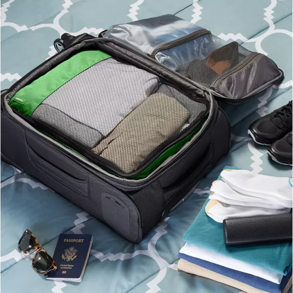 Amazon Basics 4 Piece Packing Travel Organizer Cubes Set Slim GrayGreen Large