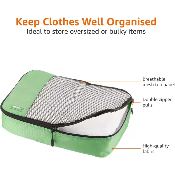 Amazon Basics 4 Piece Packing Travel Organizer Cubes Set Slim GrayGreen Medium