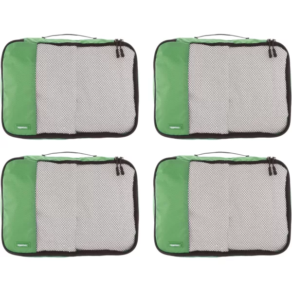 Amazon Basics 4 Piece Packing Travel Organizer Cubes Set Slim GrayGreen Medium