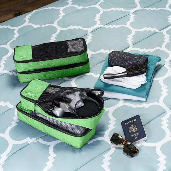 Amazon Basics 4 Piece Packing Travel Organizer Cubes Set Slim GrayGreen Slim