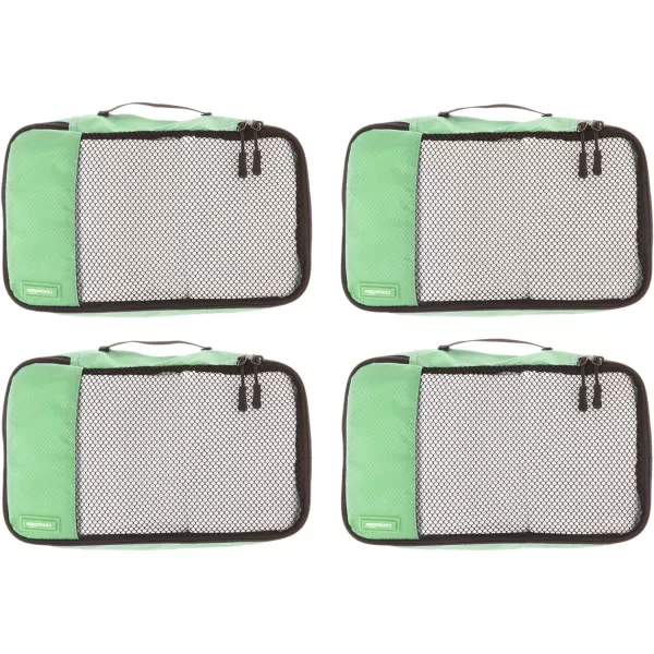 Amazon Basics 4 Piece Packing Travel Organizer Cubes Set Slim GrayGreen Small