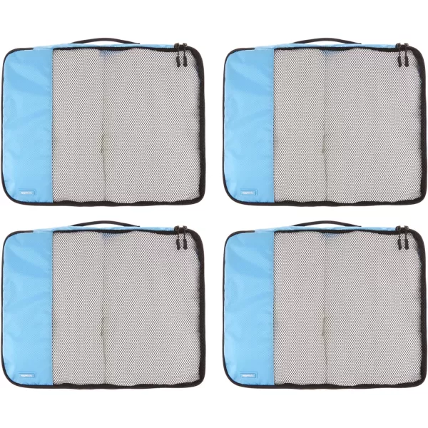 Amazon Basics 4 Piece Packing Travel Organizer Cubes Set Slim GraySky Blue Large