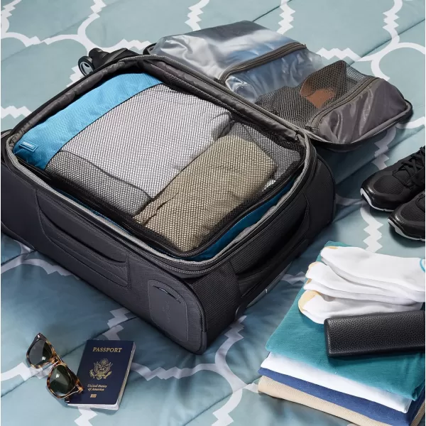 Amazon Basics 4 Piece Packing Travel Organizer Cubes Set Slim GraySky Blue Large