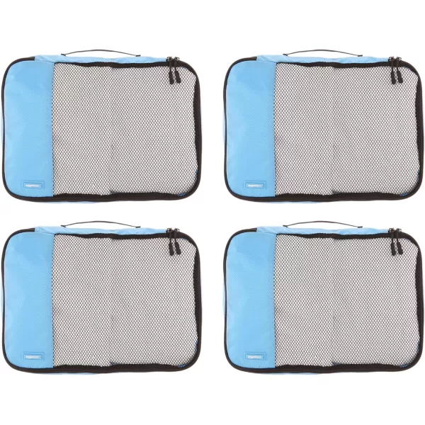 Amazon Basics 4 Piece Packing Travel Organizer Cubes Set Slim GraySky Blue Medium