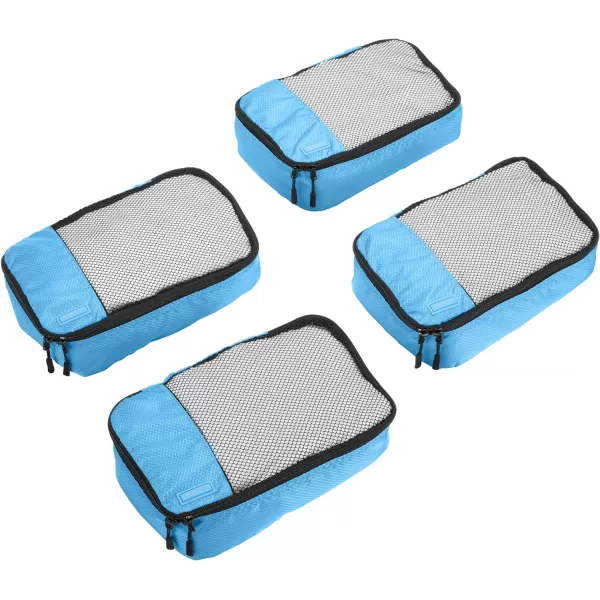 Amazon Basics 4 Piece Packing Travel Organizer Cubes Set Slim GraySky Blue Small