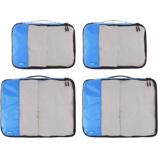 Amazon Basics 4 Piece Packing Travel Organizer Cubes Set Slim Grayblue 2 Medium and 2 Large