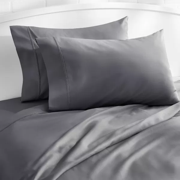 Amazon Basics 400 Thread Count Cotton Pillow Case Standard 30 L x 20 W White  Set of 2Dark Gray King