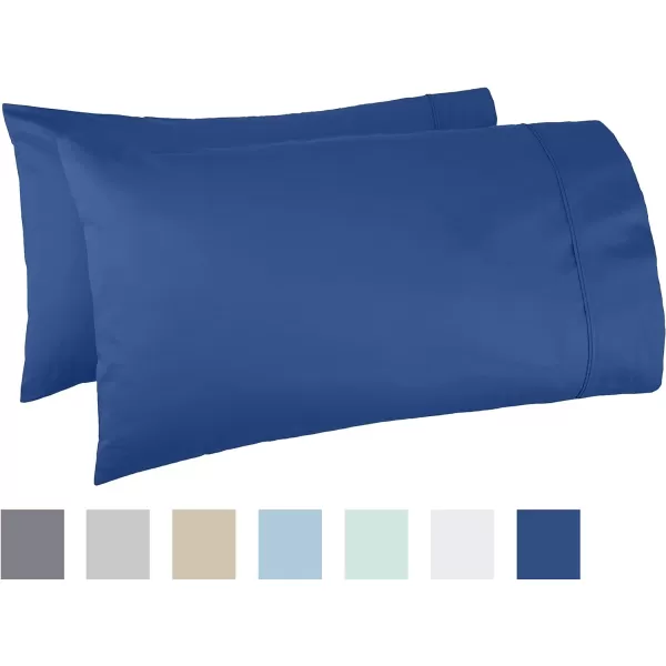 Amazon Basics 400 Thread Count Cotton Pillow Case Standard 30 L x 20 W White  Set of 2Navy King