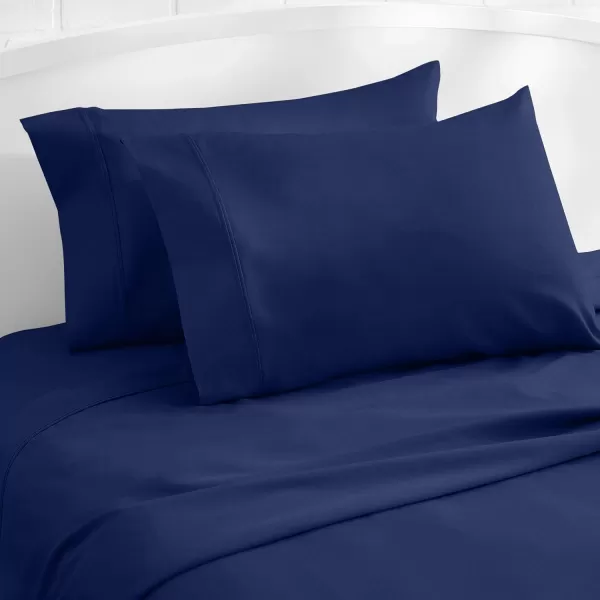 Amazon Basics 400 Thread Count Cotton Pillow Case Standard 30 L x 20 W White  Set of 2Navy Standard