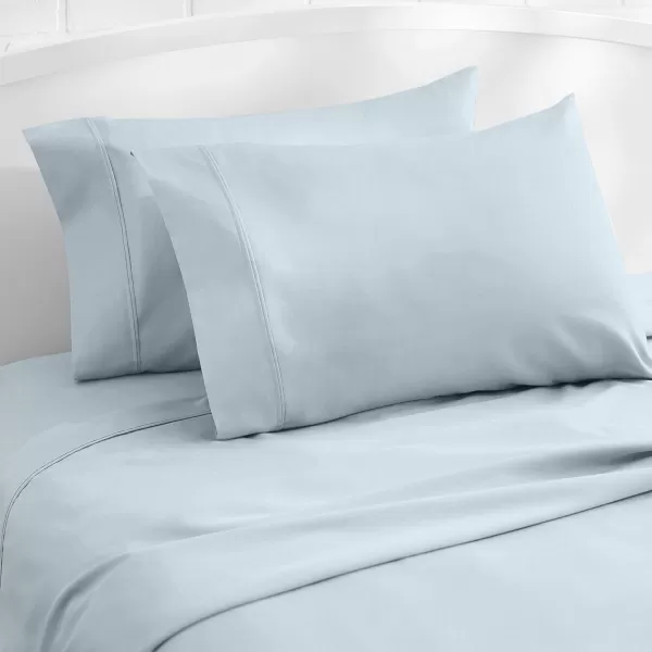 Amazon Basics 400 Thread Count Cotton Pillow Case Standard 30 L x 20 W White  Set of 2Smoke Blue Standard