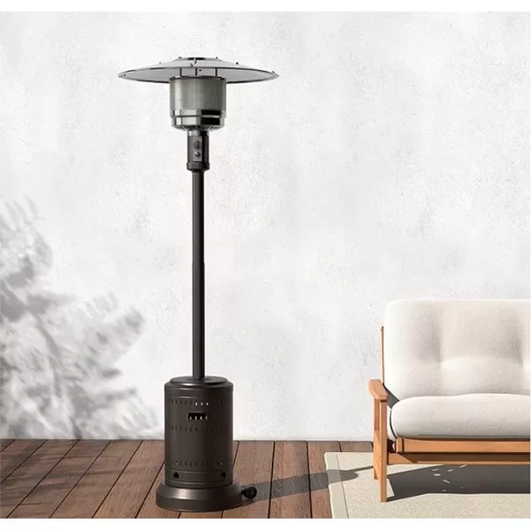 Amazon Basics 46000 BTU Outdoor Propane Patio Heater with Wheels Commercial amp Residential Sable BrownSable Brown Powder Coated
