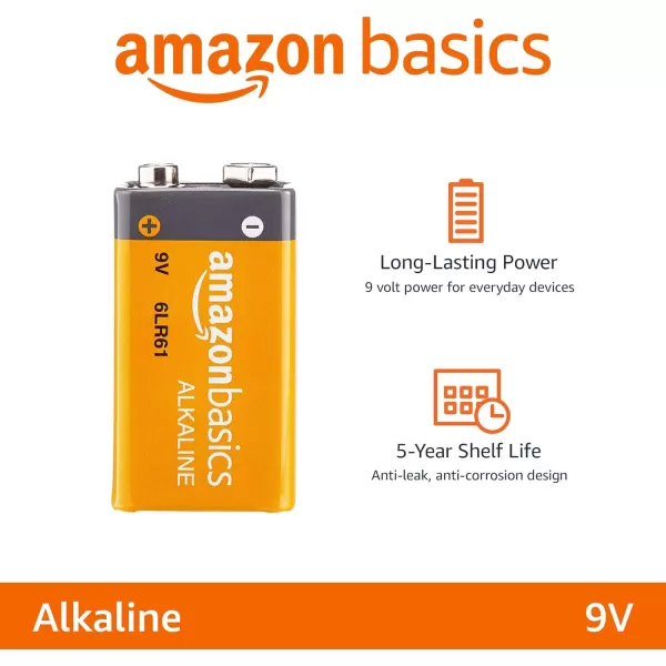 Amazon Basics 4Pack 9 Volt Alkaline Performance AllPurpose Batteries 5Year Shelf Life Packaging May Vary12 Count Pack of 1