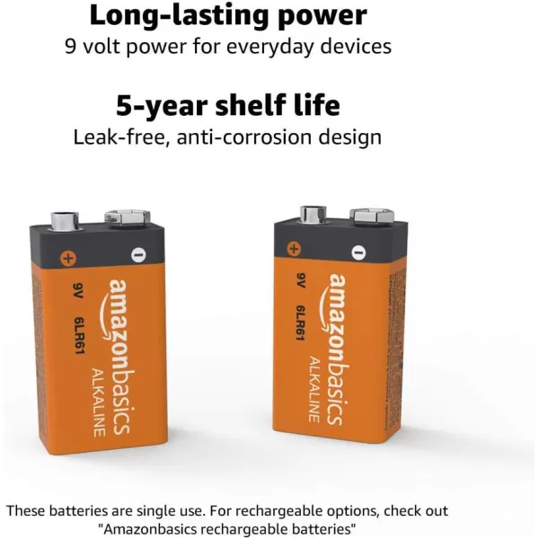 Amazon Basics 4Pack 9 Volt Alkaline Performance AllPurpose Batteries 5Year Shelf Life Packaging May Vary8 Count Pack of 1