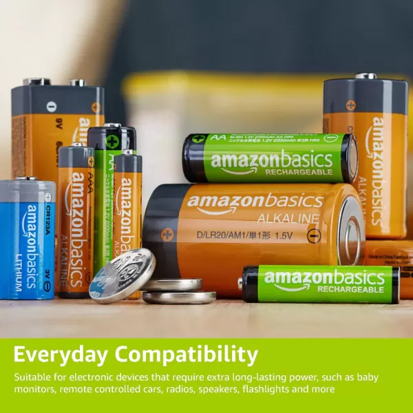 Amazon Basics 4Pack Rechargeable 9 Volt NiMH Batteries 200 mAh Long Lasting Power Recharge up to 1000x Times  PreChargedC Cell
