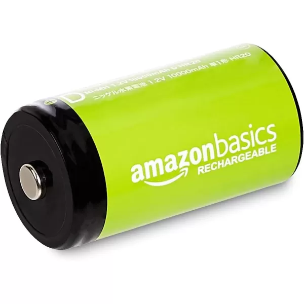 Amazon Basics 4Pack Rechargeable 9 Volt NiMH Batteries 200 mAh Long Lasting Power Recharge up to 1000x Times  PreChargedD Cell