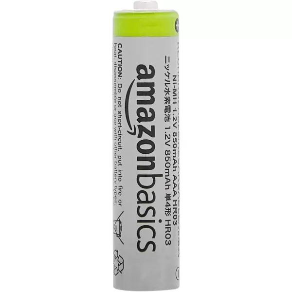 Amazon Basics 4Pack Rechargeable AAA NiMH HighCapacity Batteries 850 mAh PreChargedAmazon Basics 4Pack Rechargeable AAA NiMH HighCapacity Batteries 850 mAh PreCharged