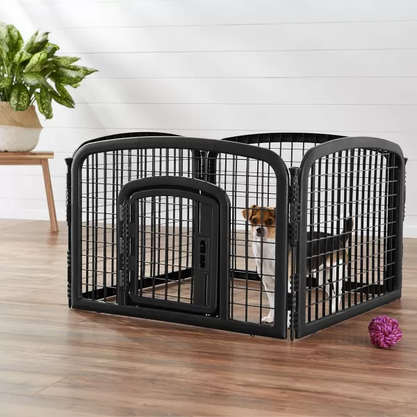 Amazon Basics 4Panel Plastic Pet Pen Fence Enclosure With Gate  35 x 35 x 24 Inches Blackblack 24Inch