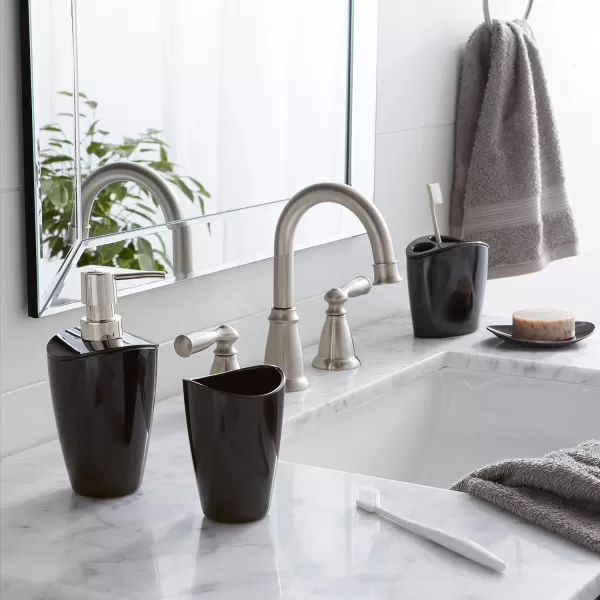 Amazon Basics 4Piece Bathroom Accessories Set Liquid BlackLiquid Black