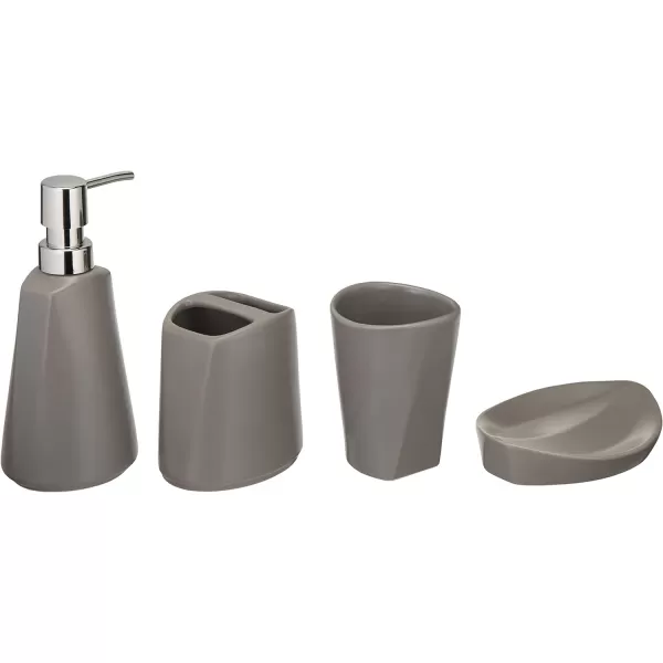 Amazon Basics 4Piece Ceramic Bathroom Accessories Set WhiteGray