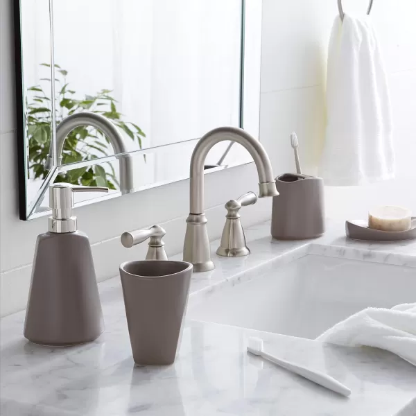Amazon Basics 4Piece Ceramic Bathroom Accessories Set WhiteGray